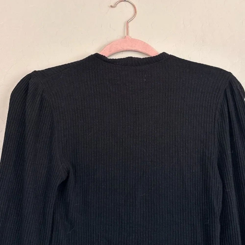 Abercrombie & Fitch Black Puff Sleeve Mockneck Top Small